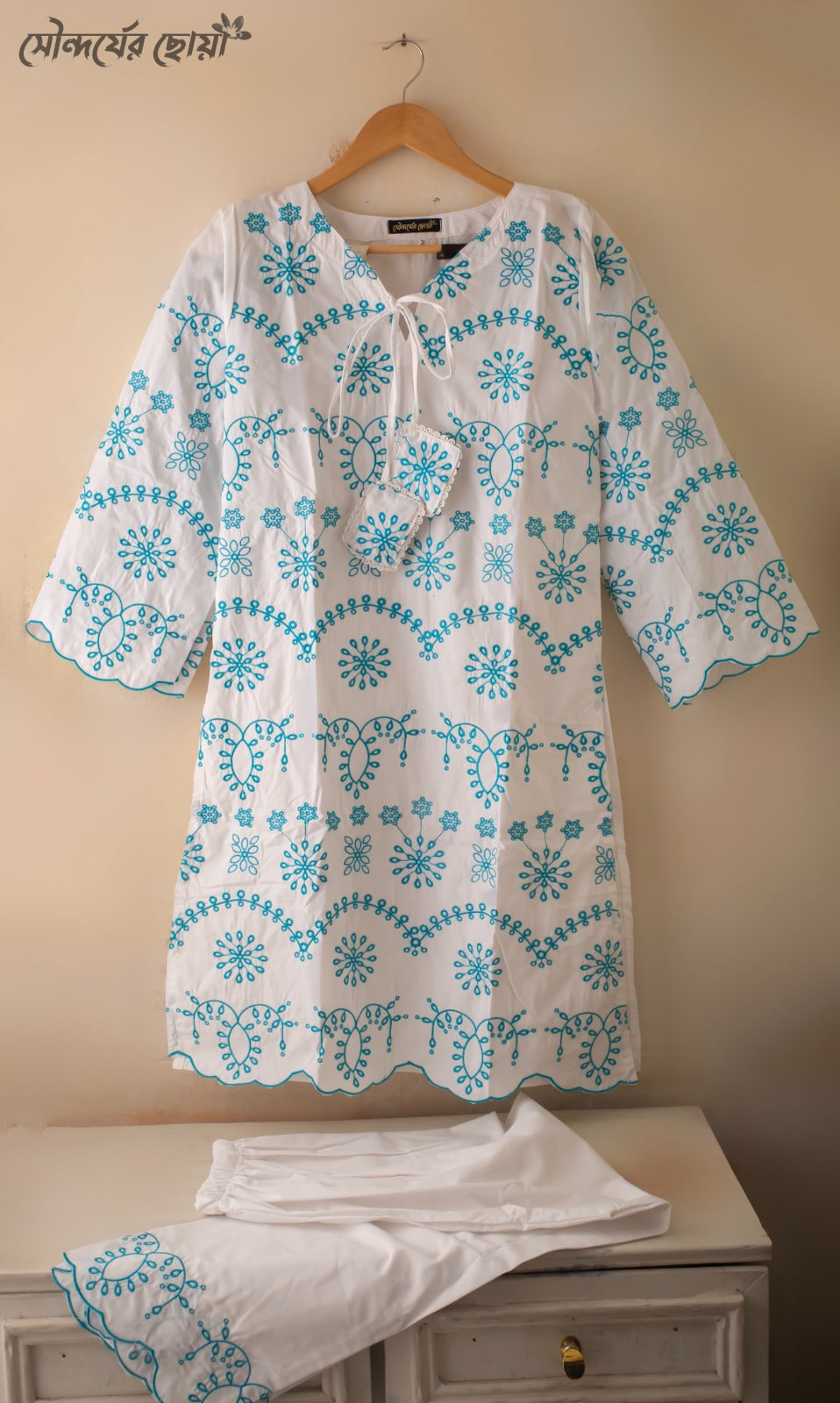 White Cotton Kurti Code 304
